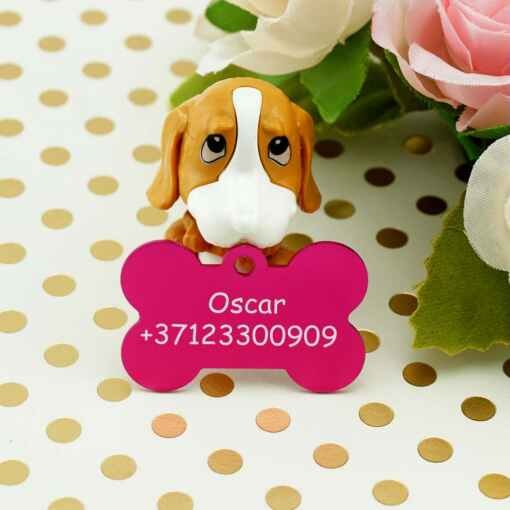 Dzīvnieku žetons ar gravējumu Pink III