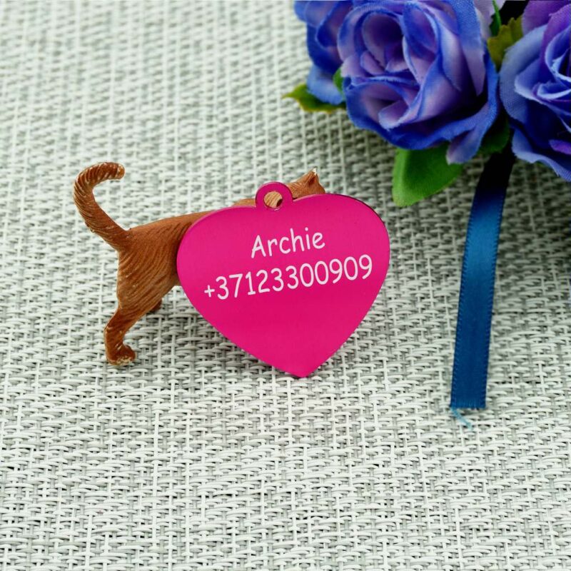 Dzīvnieku žetons ar gravējumu Pink II