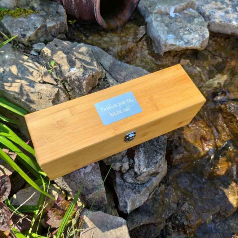 Vīna kaste un piederumi (4 priekš.) ar gravējumu