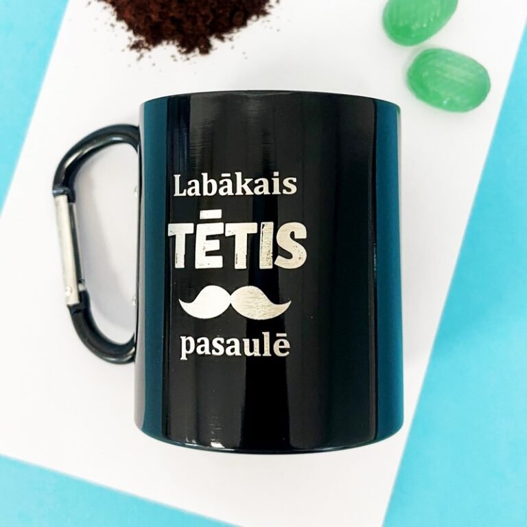 Krūze ar karabīni “Labākais Tētis” 280ml Black Krūze ar karabīni “Labākais Tētis” 280ml Black